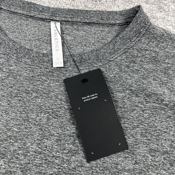 Fabletics Crop Top Womens Small T Shirt Performance Lightweight Heather Gray NWT - Picture 3 of 10